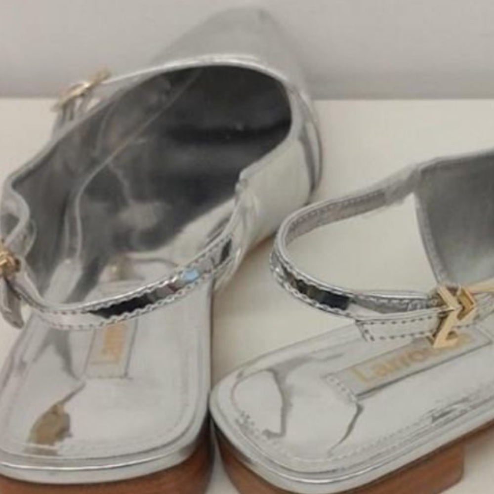Larroude Ines flat in shiny silver 8.5 - Picture 4 of 8
